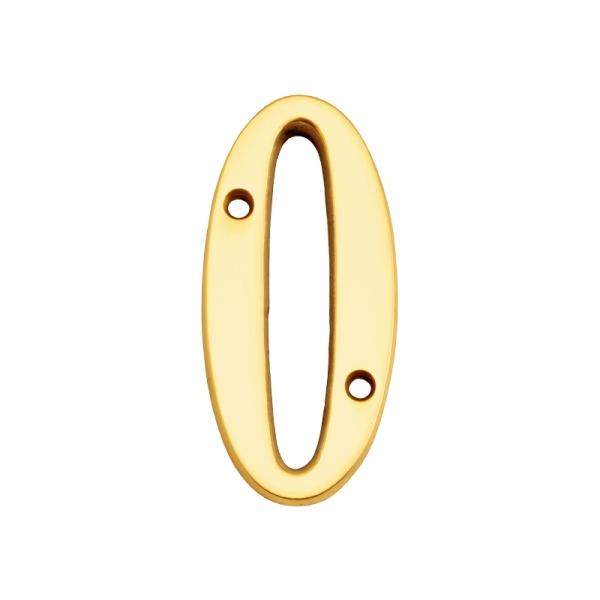 真鍮 切り文字(76サイズ)数字 ブラスナンバー 金色 76mm 「0」 アンティーク ブラス 雑貨...