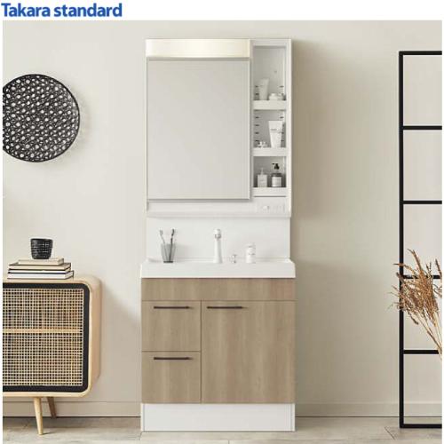 洗面化粧台 ウィット(フラットカウンター)間口750mm タカラスタンダード 1面鏡 扉タイプ 曇り...