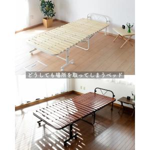 折りたたみベッド シングル すのこベッド ギシ...の詳細画像1