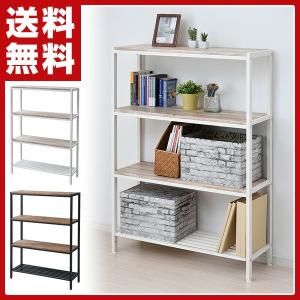 ラック アイアン 4段 木製棚板 幅88 奥行30 高さ126 FAR-126 アイアンラック 棚 収納 スチールシェルフ スチールラック オープンラック ウッドラック 本棚