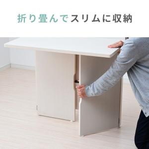 折りたたみテーブル 木製 棚付き 幅80 MO...の詳細画像3