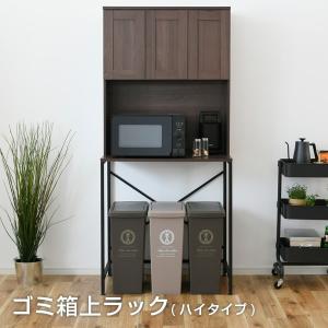 ゴミ箱上ラック 扉収納付き 幅80 奥行46 ...の詳細画像1
