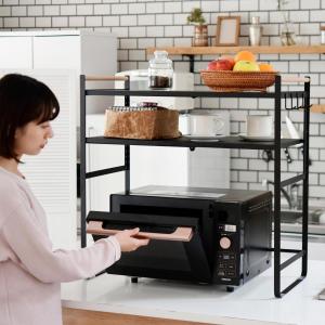 レンジ上ラック 棚2段 幅44-71 奥行35...の詳細画像1