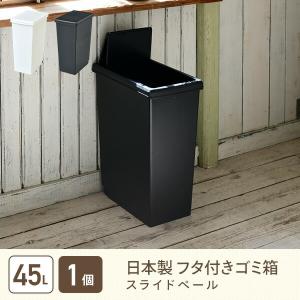 ゴミ箱 45L ふた付き ホワイト/ブラック ...の詳細画像1