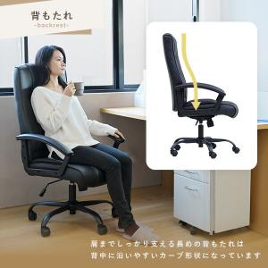 オフィスチェア ハイバック レザー 合皮 幅6...の詳細画像2