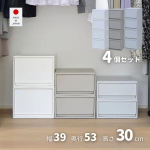 4個組 収納ケース 収納ボックス 幅39 奥行53 高さ30 cm 中が透けない収納ボックス L 奥行き53 4個セット クローゼット収納 クローゼット 押入れ 押入れ収納｜e-kurashi