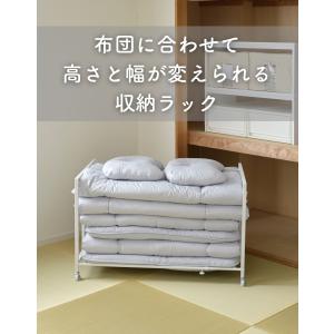 布団収納ラック 幅伸縮式 棚1段 キャスター付...の詳細画像1