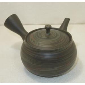 常滑焼 朱泥手彫松皮急須 人水窯 3合用 セラメッシュ 送料無料