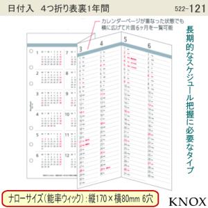 システム手帳 リフィル ナローサイズ2024年4つ折表裏1年間　ノックス 522-121 KNOX｜e-maejimu