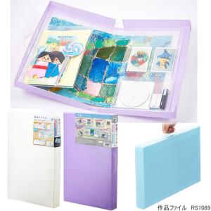 作品ファイル　大切な作品を整理整頓　保管できる収納ケース　透明 ライトブルー 紫｜e-maejimu