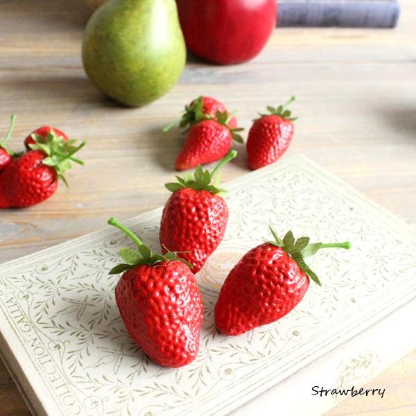いちご ストロベリー 3個 造花 インテリア ガーデン雑貨 リアル ミニ 野菜 果実 フルーツ 食品...
