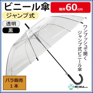 ビニール傘 透明 60cm ジャンプ式 黒パー...の詳細画像1
