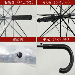 ビニール傘 透明 60cm ジャンプ式 黒パー...の詳細画像2