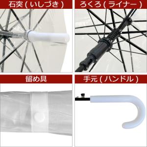 ビニール傘 透明 55cm ジャンプ式 白パー...の詳細画像1