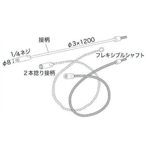 配管洗浄チューブブラシ用 フレキシブルシャフト Φ6 2m