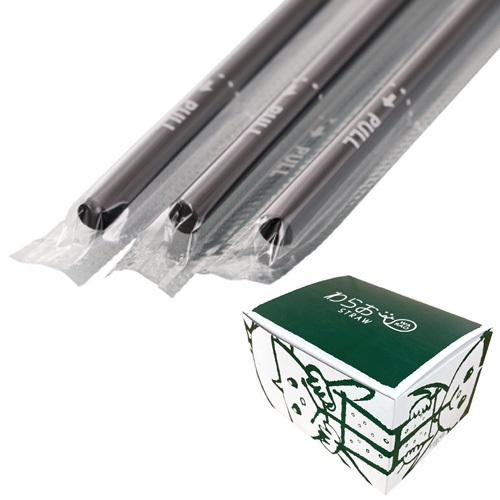 フィルム包装ストレートストロー6mm×210mm 黒 500本