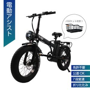 【送料無料】電動アシスト自転車　M6 カゴ付き　セット 最新モデル　折りたたみ　ファットバイク　SH...