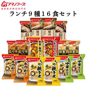 アマノフーズ フリーズドライ がっつり ランチ 9種16食 詰め合わせ セット 味噌汁 スープ 丼の具 カレー バレンタイン 2022 節分 ギフト