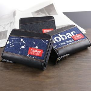 財布 メンズ 二つ折り財布 小銭入れ付 ラウンドファスナー デニム カジュアル 大容量 モバック mobac
