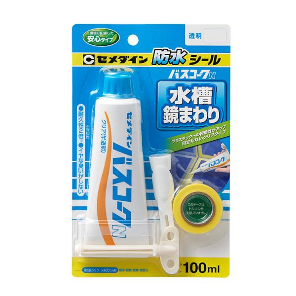 セメダイン バスコークN 透明 100ml 高性能シリコーン系充てん材 HJ-154 防水シール 水...