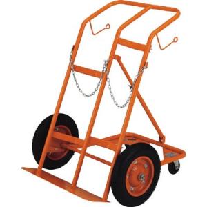 ＴＲＵＳＣＯ　ボンベ台車　四輪安定型　酸素・アセチレンボンベ二本積用