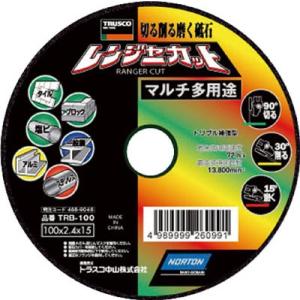 ＴＲＵＳＣＯ　切断砥石　レンジャーカット　マルチ多用途　１００Ｘ２．４Ｘ１５　３枚　