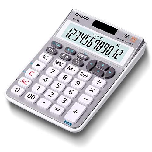 カシオ テンキー電卓 ミニジャストタイプ 12桁 MZ-20SR-N 実務電卓 シルバー