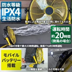 工場扇 充電式 バッテリー内蔵型 USB充電 ...の詳細画像2