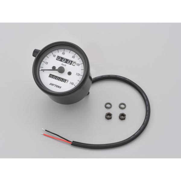 デイトナ（DAYTONA）機械式スピードメーター φ60 ホワイトLED照明　ブラックボディ/ホワイ...