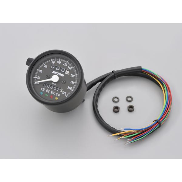 デイトナ（DAYTONA）機械式スピードメーター φ60 ホワイトLED照明　ブラックボディ/ブラッ...