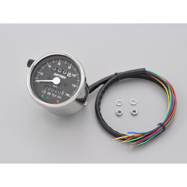 デイトナ（DAYTONA）機械式スピードメーター φ60 ホワイトLED照明　ステンレスボディ/ブラ...