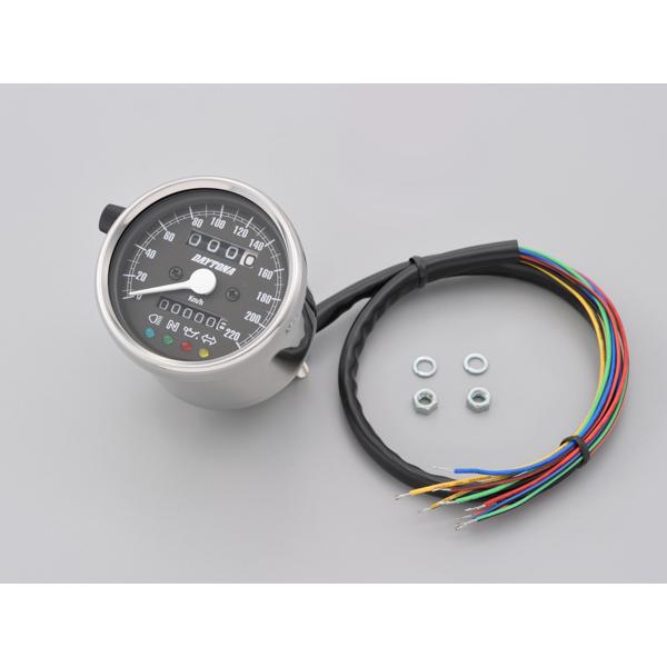 デイトナ（DAYTONA）機械式スピードメーター φ60 ホワイトLED照明　ステンレスボディ/ブラ...