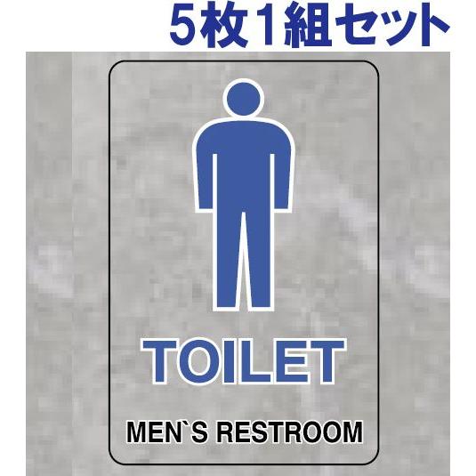 TOILET 男性 透明ステッカー 安全標識 5枚1組 大サイズ トイレ お手洗い 屋内用 案内 事...