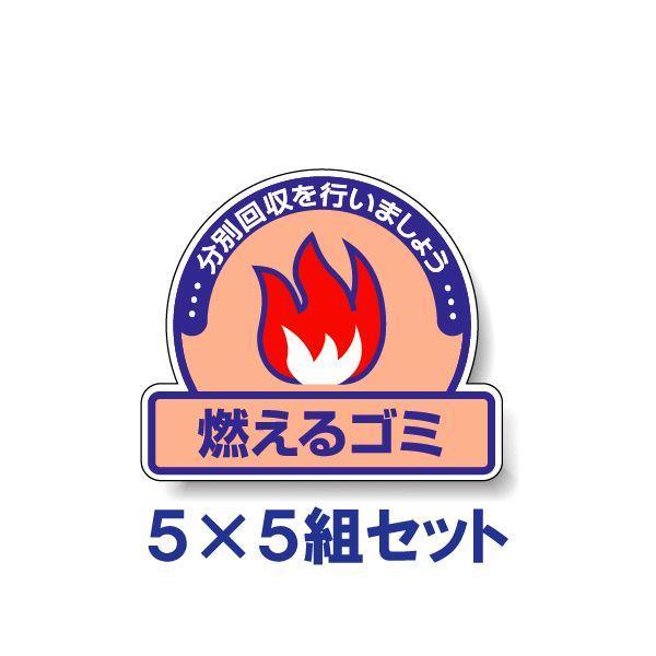 燃えるゴミ ごみの分別 注意ステッカー 看板 5枚5組 PVC 一般廃棄物分別標識 事務所 マンショ...