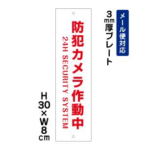 防犯カメラ作動中 24H SECURITY SYSTEM /H30×W8cm プレート 看板プレート　商品番号：ATT-001t｜e-netsign