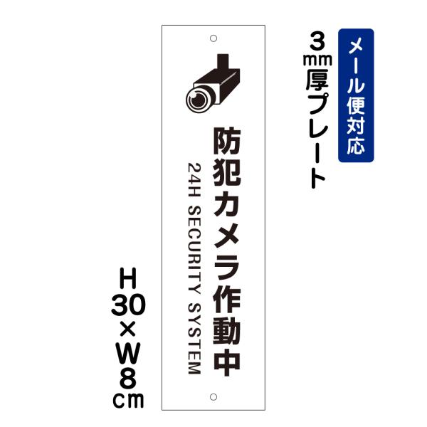 防犯カメラ作動中 24H SECURITY SYSTEM ピクト表示 /H30×W8cm プレート ...