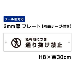 【両面テープ付き】 私有地につき通り抜け禁止 ピクト表示 /H8×W30cm プレート 看板プレート　商品番号：ATT-503-r｜e-netsign