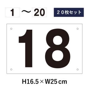 【20枚セット】駐車場 番号札 1〜20セット 番号プレート H16.5×W25cm 駐車場 看板 プレート ナンバープレート cn-101-20set｜e-netsign