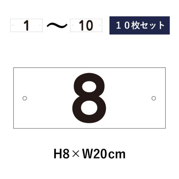 【10枚セット】駐車場 番号札 1〜10セット 番号プレート H8×W20cm 駐車場 看板 プレー...