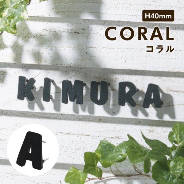 ステンレス 切文字 表札 CORAL コラル H40mm / おしゃれ アルファベット 切文字サイン...