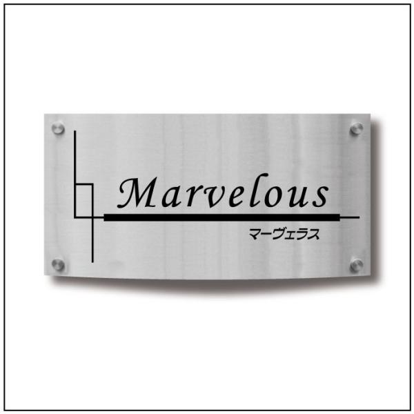 ステンレス銘板 アールサイン H300×W600×ｔ2mm マンション看板 アパート銘板 会社看板 ...