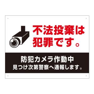 不法投棄は犯罪です 看板 防犯カメラ作動中 不法投棄禁止　カメラ　H45×W60cm  t3-2｜e-netsign