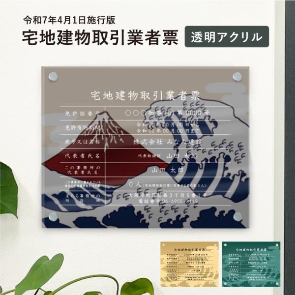 宅地建物取引業者票（令和7年4月1日施行版）透明アクリル H35×W45cm 選べるデザイン 壁付け...