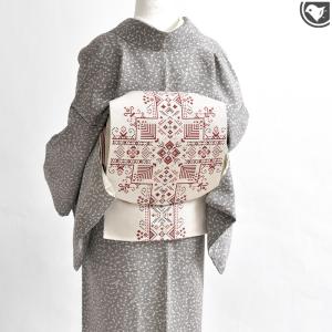 Kisste（キステ） 夏帯 博多織 名古屋帯 八寸 正絹 赤香色 名物裂 羅