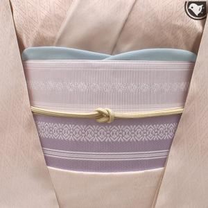 別注 博多織 老舗 協和織 謹製 段色献上 金印 八寸 名古屋帯 紫｜e-obiya