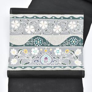 京型染め ボタニカル文様 九寸 名古屋帯 正絹...の詳細画像1