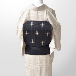 (訳あり帯！)宮古上布 重要無形文化財 砂川美恵子 作 苧麻 絣文様 開き仕立て 名古屋帯 お仕立て上がり帯【帯専門店おびや】送料・代引き無料！[22406]