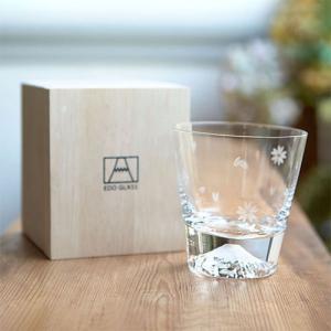 富士山グラス（ロックグラス/雪結晶） 田島硝子製造 正規品 ギフト 木
