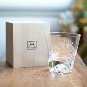 富士山グラス（ロックグラス/親子鶴） 田島硝子製造 正規品 ギフト 木