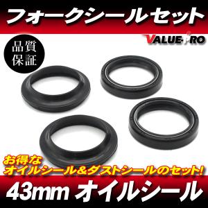 43パイ フォークシールセット 43ｍｍ オイルシール ＆ ダストシール 1台分 ◆ バンディット1200 TL1000R GSX-S1000 GSX-R1000 GSX1300R